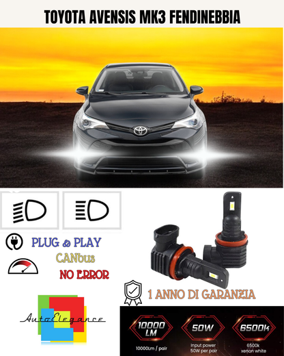 💕 KIT LED H16 TOYOTA AVENSIS MK3 FENDINEBBIA 6000K BIANCO 6000 LUMEN 💕