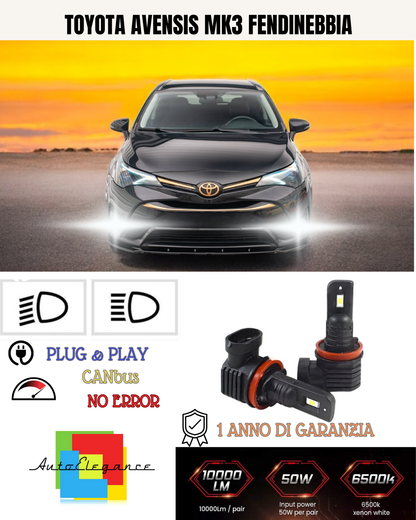 💕 KIT LED H11 TOYOTA AVENSIS MK3 FENDINEBBIA 6000K BIANCO 6000 LUMEN 💕