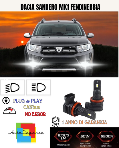💕 KIT LED H11 DACIA SANDERO MK1 FENDINEBBIA 6000K BIANCO 6000 LUMEN 💕