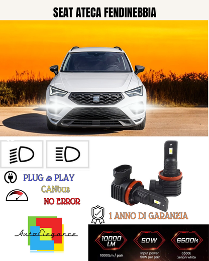 💕 KIT LED H8 SEAT ATECA FENDINEBBIA 6000K BIANCO 6000 LUMEN 💕