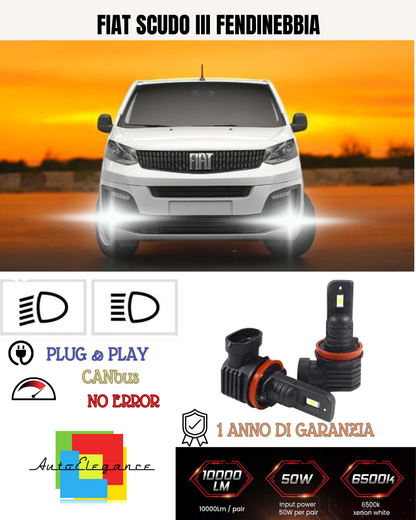 💕 KIT LED H11 FIAT SCUDO MK3 III FENDINEBBIA 6000K BIANCO 6000 LUMEN 💕