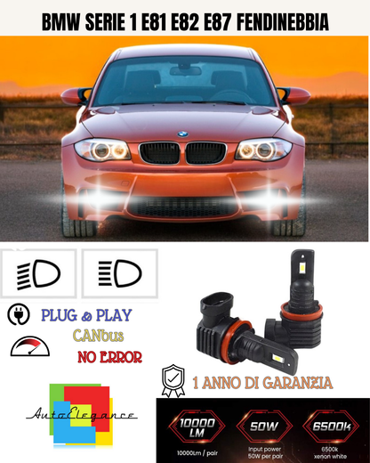 💕 KIT LED H11 BMW SERIE 1 E81 E82 E87 FENDINEBBIA 6000K BIANCO 6000 LUMEN 💕