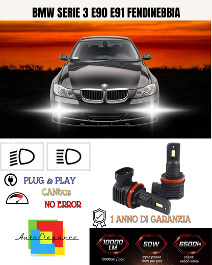 💕 KIT LED H11 BMW SERIE 3 E90 E91 FENDINEBBIA 6000K BIANCO 6000 LUMEN 💕