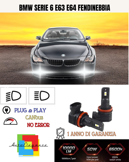 💕 KIT LED HB4 BMW SERIE 6 E63 E64 FENDINEBBIA 6000K BIANCO 6000 LUMEN 💕