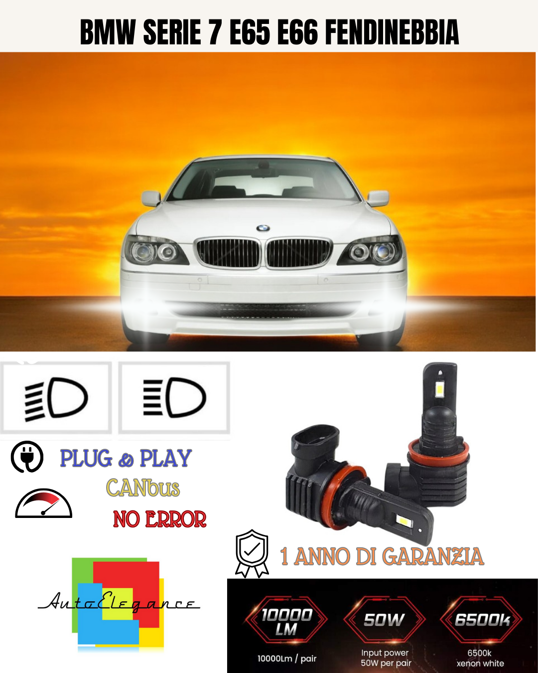 💕 KIT LED HB4 BMW SERIE 7 E65 E66 FENDINEBBIA 6000K BIANCO 6000 LUMEN 💕
