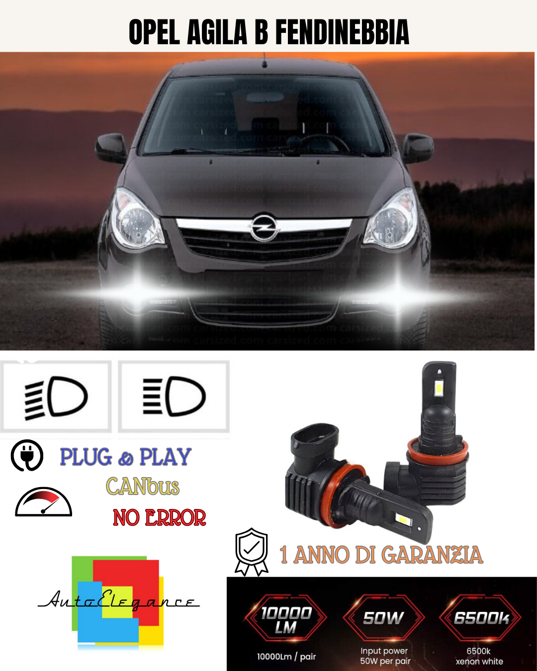 💕 KIT LED H11 OPEL AGILA B FENDINEBBIA 6000K BIANCO 6000 LUMEN 💕