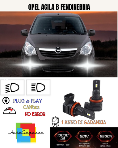 💕 KIT LED H11 OPEL AGILA B FENDINEBBIA 6000K BIANCO 6000 LUMEN 💕