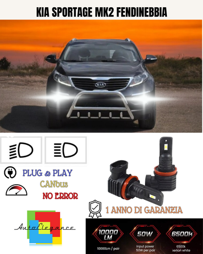 💕 KIT LED H8 KIA SPORTAGE MK2 FENDINEBBIA 6000K BIANCO 6000 LUMEN 💕