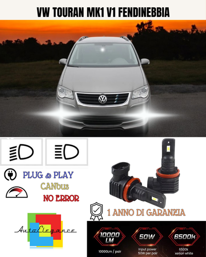 💕 KIT LED HB4 VW TOURAN MK1 V1 FENDINEBBIA 6000K BIANCO 6000 LUMEN 💕