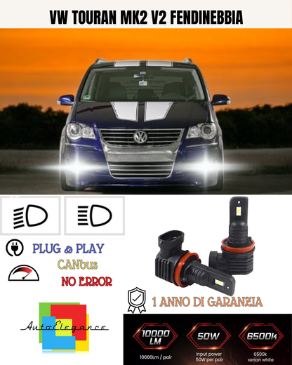 💕 KIT LED HB4 VW TOURAN MK2 V2 FENDINEBBIA 6000K BIANCO 6000 LUMEN 💕