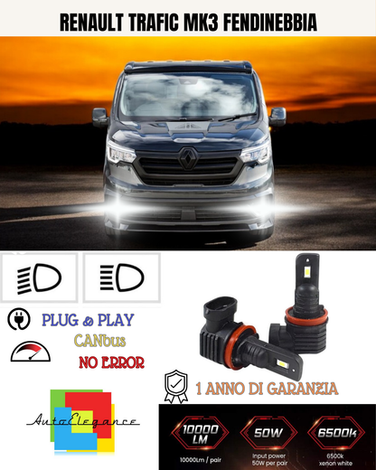 💕 KIT LED H11 RENAULT TRAFIC MK3 FENDINEBBIA 6000K BIANCO 6000 LUMEN 💕