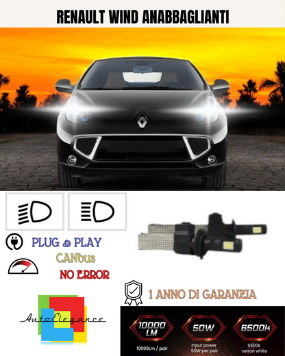 💕 KIT LED H1 PER RENAULT WIND 6000K BIANCO 6400 LUMEN ANABBAGLIANTI 💕