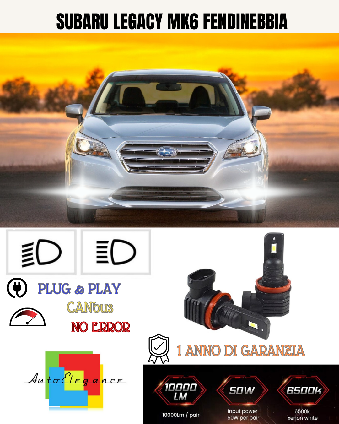 💕 KIT LED H8 SUBARU LEGACY MK6 FENDINEBBIA 6000K BIANCO 6000 LUMEN 💕