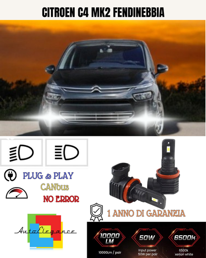 💕 KIT LED H11 CITROEN C4 MK2 FENDINEBBIA 6000K BIANCO 6000 LUMEN 💕