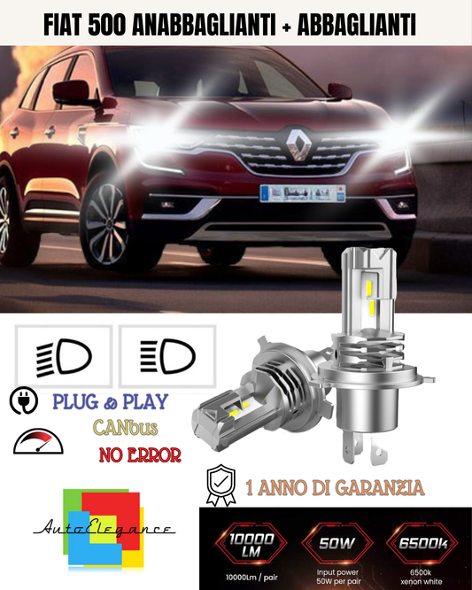 KIT LED H7 PER RENAULT KOLEOS MK1 6000K BIANCO 6000 LUMEN CANBUS ANABBAGLIANTI