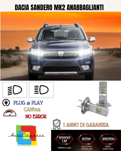 💕 FULL LED KIT DACIA SANDERO MK2 H7 6000K WHITE 6000 LUMEN LOW BEAM 💕