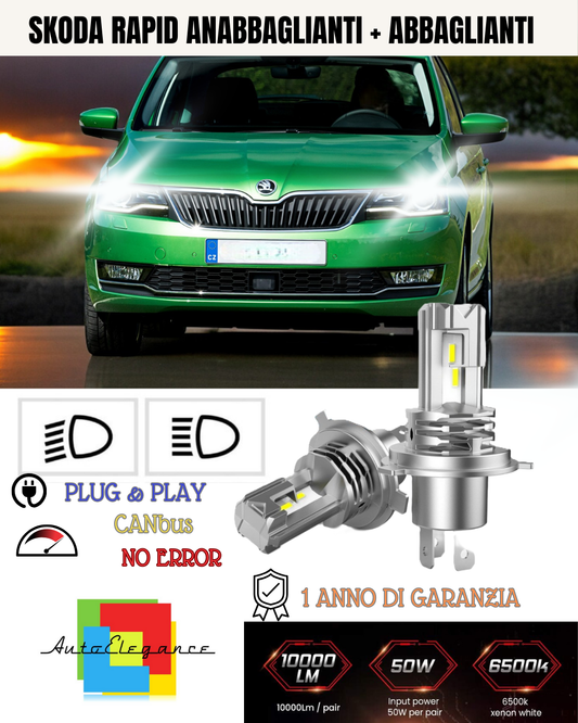 H7 LED KIT FOR SKODA RAPID 6000K WHITE 6000 LUMEN CANBUS LOW BEAM