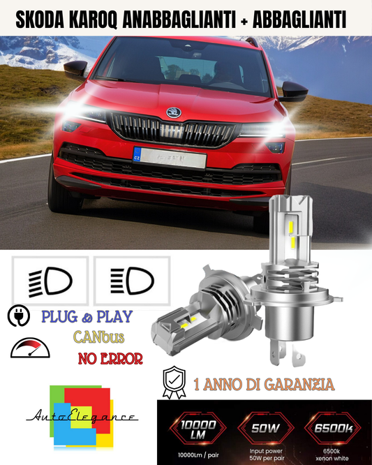H7 LED KIT FOR SKODA KAROQ 6000K WHITE 6000 LUMEN CANBUS LOW BEAM