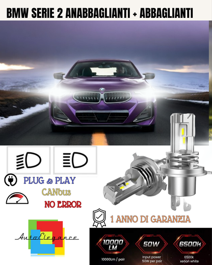 KIT FARI FULL LED BMW SERIE 2 F45 ANABBAGLIANTI H7 + ABBAGLIANTI H7 CANBUS 6000K