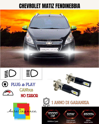 🔥KIT LED H3 CHEVROLET MATIZ 6000K BIANCO FENDINEBBIA 🔥