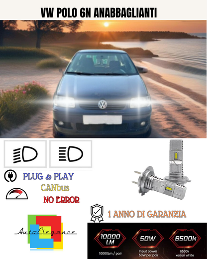💕 KIT FULL LED VW POLO 6N H7 6000K BIANCO ANABBAGLIANTI 💕