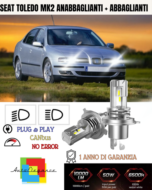 H7 LED KIT FOR SEAT TOLEDO MK2 6000K WHITE 6000 LUMEN CANBUS LOW BEAM