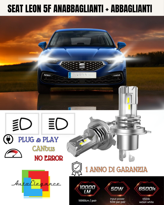 H7 LED KIT FOR SEAT LEON 5F 6000K WHITE 6000 LUMEN CANBUS LOW BEAM