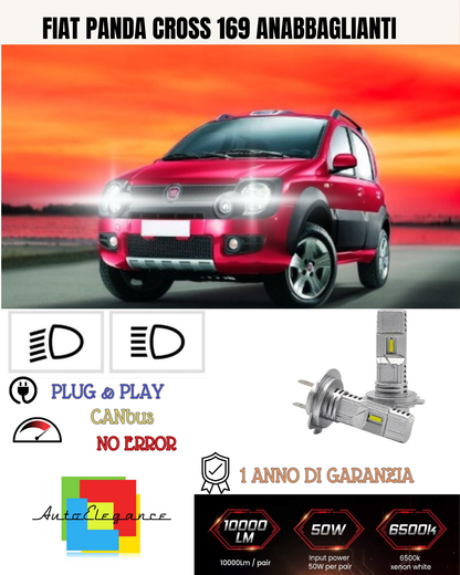 💕 KIT FULL LED FIAT PANDA CROSS 169 H7 6000K BIANCO ANABBAGLIANTI 💕