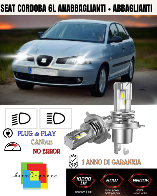 KIT LED H7 PER SEAT CORDOBA 6L 6000K BIANCO 6000 LUMEN CANBUS ANABBAGLIANTI