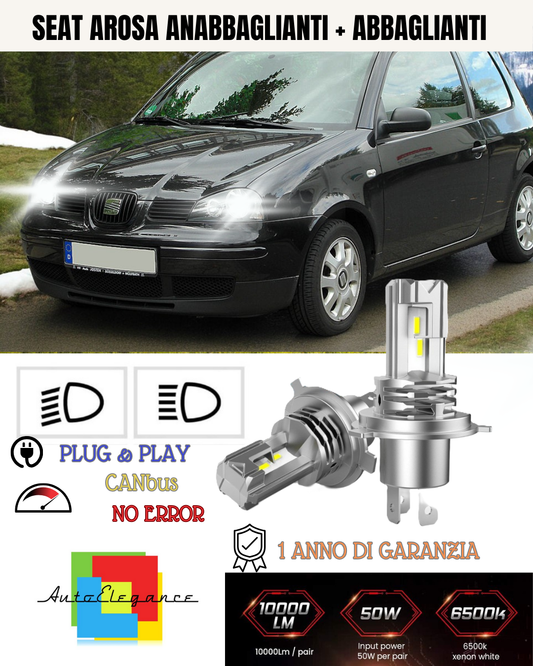 KIT LED H7 PER SEAT AROSA 6000K BIANCO 6000 LUMEN CANBUS ANABBAGLIANTI