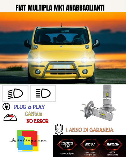 💕 KIT FULL LED FIAT MULTIPLA MK1 H7 6000K BIANCO ANABBAGLIANTI 💕