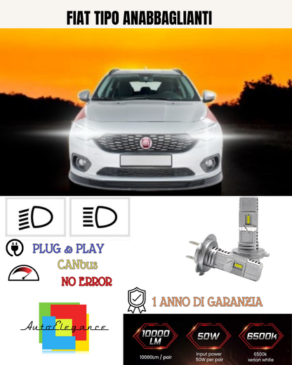 💕 KIT FULL LED FIAT TIPO H7 6000K BIANCO ANABBAGLIANTI 💕