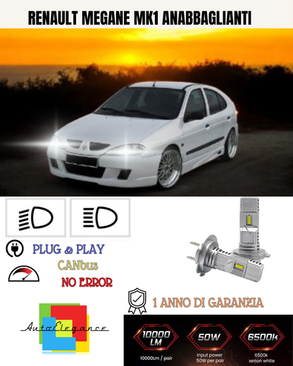 💕 KIT FULL LED RENAULT MEGANE MK1 H7 6000K BIANCO ANABBAGLIANTI 💕