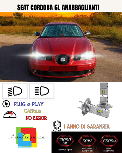💕 KIT FULL LED SEAT CORDOBA 6L H7 6000K BIANCO ANABBAGLIANTI 💕