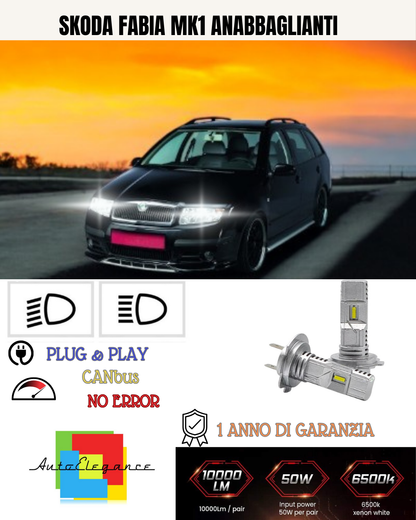 💕 KIT LED SKODA FABIA MK1 H7 6000K BIANCO ANABBAGLIANTI 💕