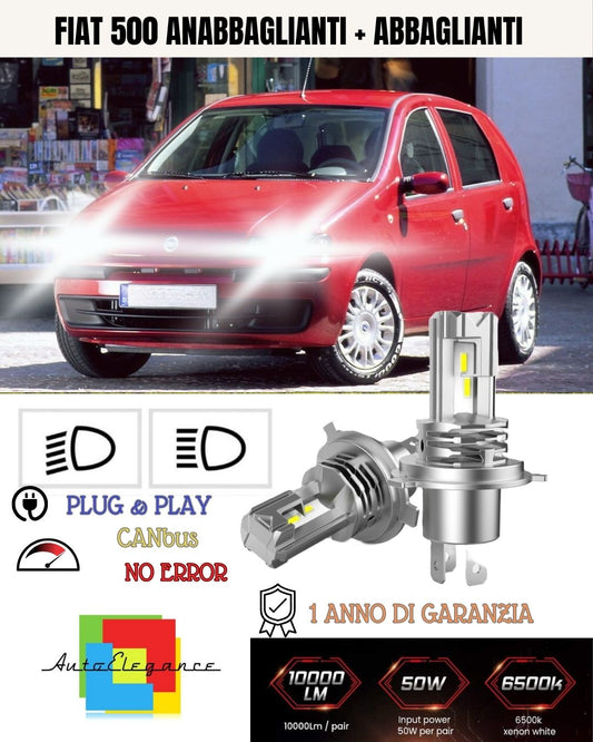 Kit Luci LED H4 Per FIAT PUNTO 176 98-02 ANABBAGLANTI + ABBAGLIANTI CANBUS