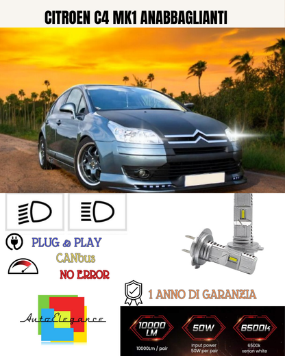 💕 KIT LED CITROEN C4 MK1 H7 6000K BIANCO ANABBAGLIANTI 💕