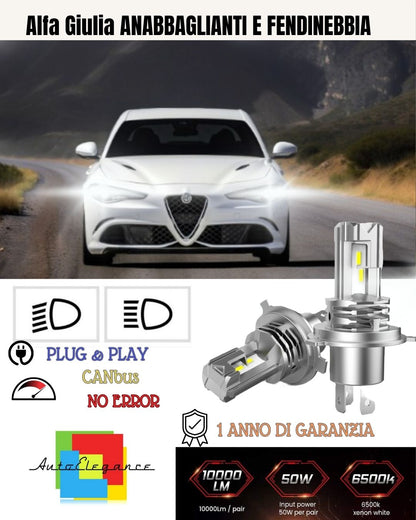 FULL LED HEADLIGHT KIT H7 AND H11 FOR ALFA GIULIA LOW BEAM AND FOG LIGHTS 6000K 