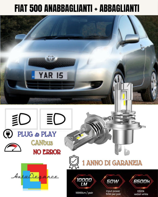 Kit Luci LED H4 Per Toyota Yaris XP90 (05-11) ANABBAGLANTI + ABBAGLIANTI CANBUS