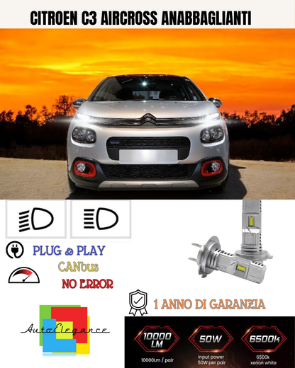 💕 KIT LED CITROEN C3 AIRCROSS H7 6000K BIANCO ANABBAGLIANTI 💕