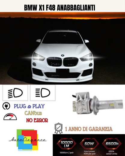 💕 KIT LED 8000 LUMEN BMW X1 F48 H7 6500K BIANCO ANABBAGLIANTI 💕