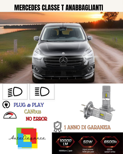 💕 KIT LED MERCEDES CLASSE T H7 6000K BIANCO ANABBAGLIANTI 💕