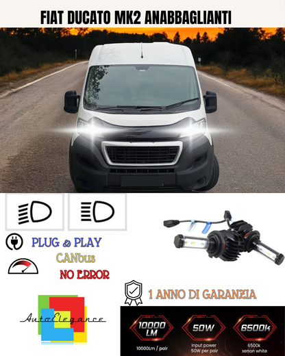 💕 KIT LED FIAT DUCATO MK2 H7 6000K BIANCO ANABBAGLIANTI 💕