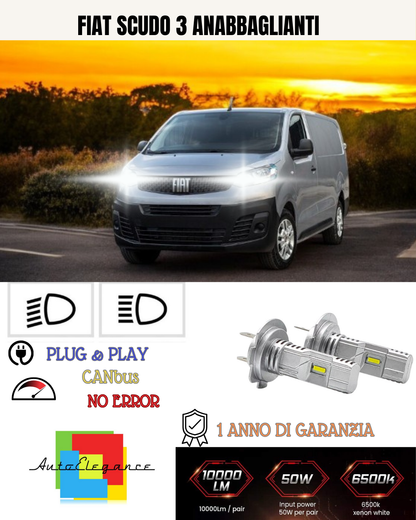 💕 KIT LED FIAT SCUDO 3 H7 6000K BIANCO ANABBAGLIANTI 💕