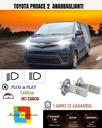 💕 CONVERSIONE FULL LED TOYOTA PROACE ANABBAGLIANTE+ABBAGLIANTE 6000K BIANCO 💕