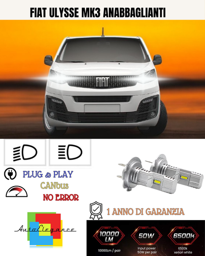 💕 KIT LED FIAT ULYSSE MK3 H7 6000K BIANCO ANABBAGLIANTI 💕
