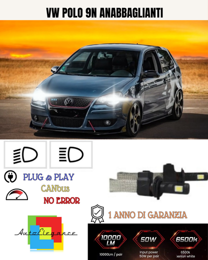 💕 KIT FULL LED H7 VW POLO 9N ANABBAGLIANTE 6000K BIANCO 6400 LUMEN BIANCO 💕