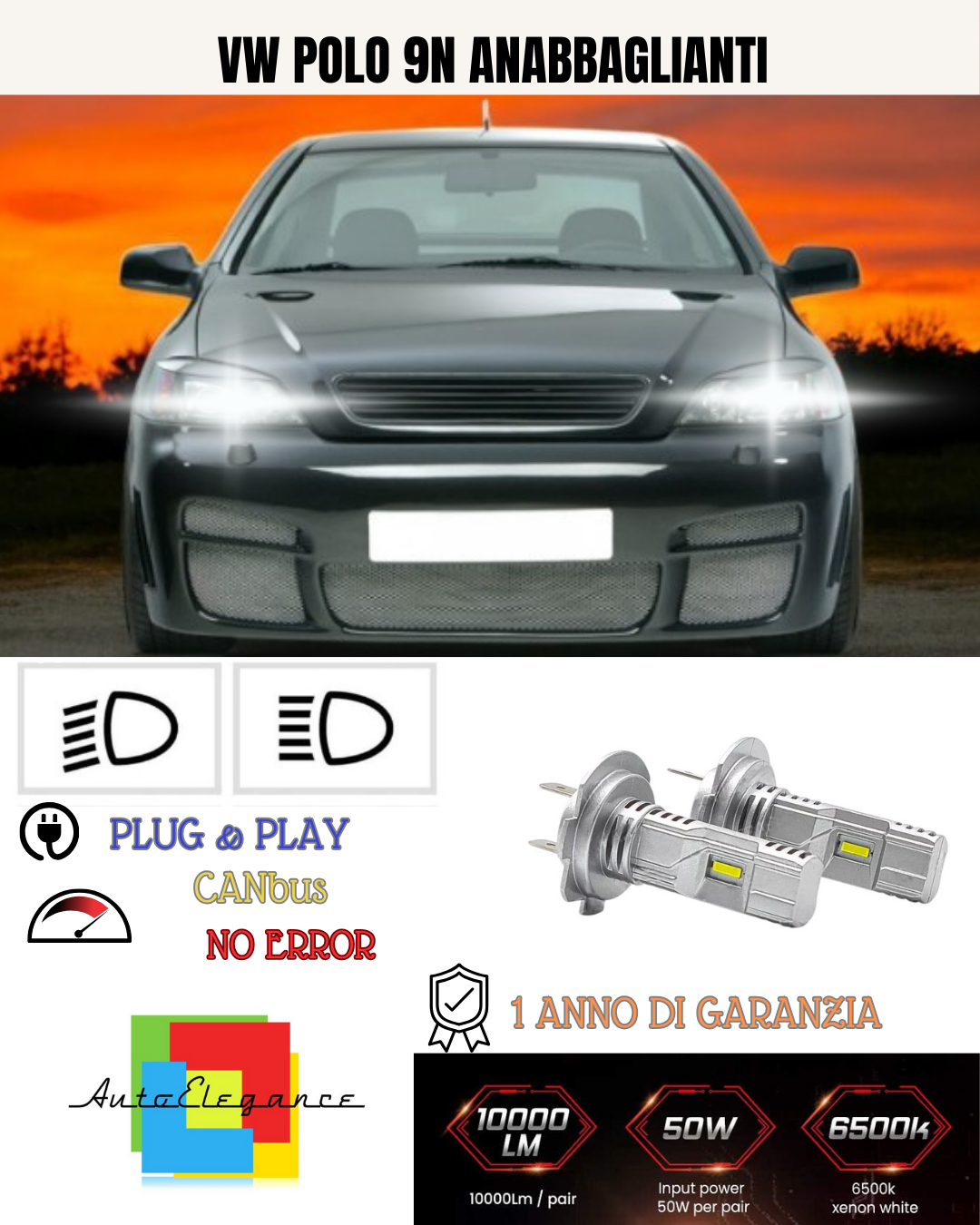 💕KIT FULL LED H7 OPEL ASTRA G ANABBAGLIANTE 6000K BIANCO 6000 LUMEN CANBUS💕