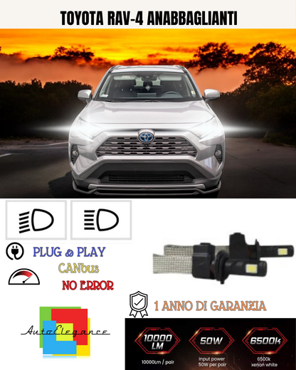 💕 KIT LAMPADE LED HB4 ANABBAGLIANTE TOYOTA RAV-4 6000K 6400 LUMEN 💕