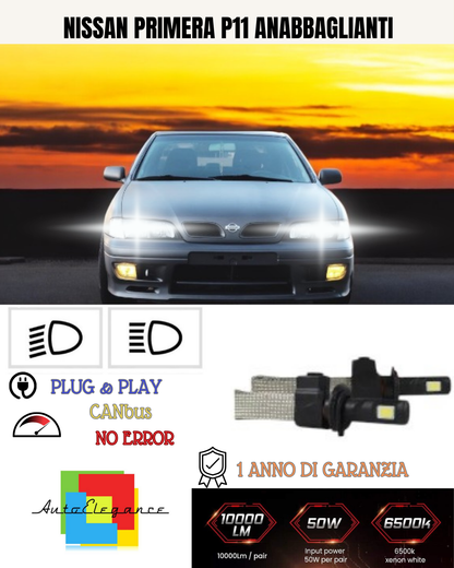 💕 KIT LAMPADE LED H7 ANABBAGLIANTE NISSAN PRIMERA P11 6000K 6400 LUMEN 💕
